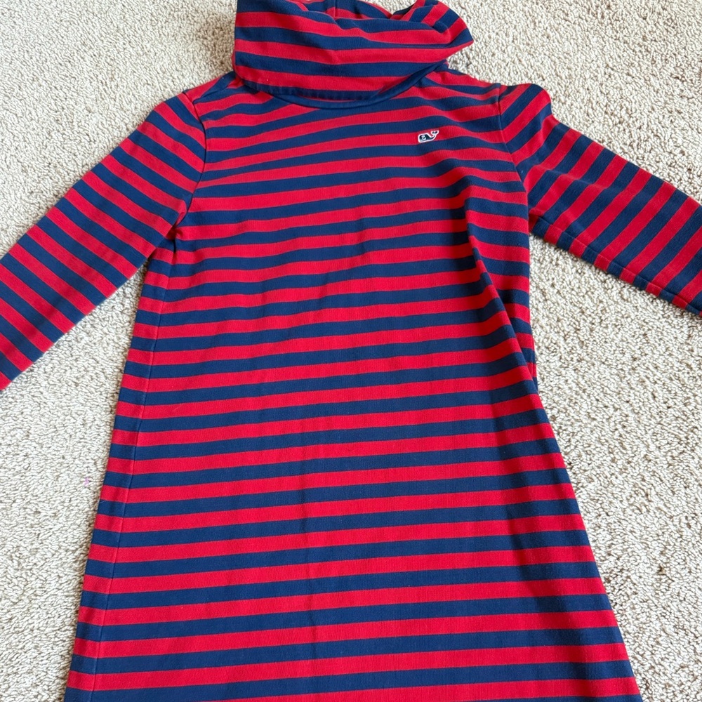 Vineyard Vines Girls Striped Turtleneck Dress | Size L (14)